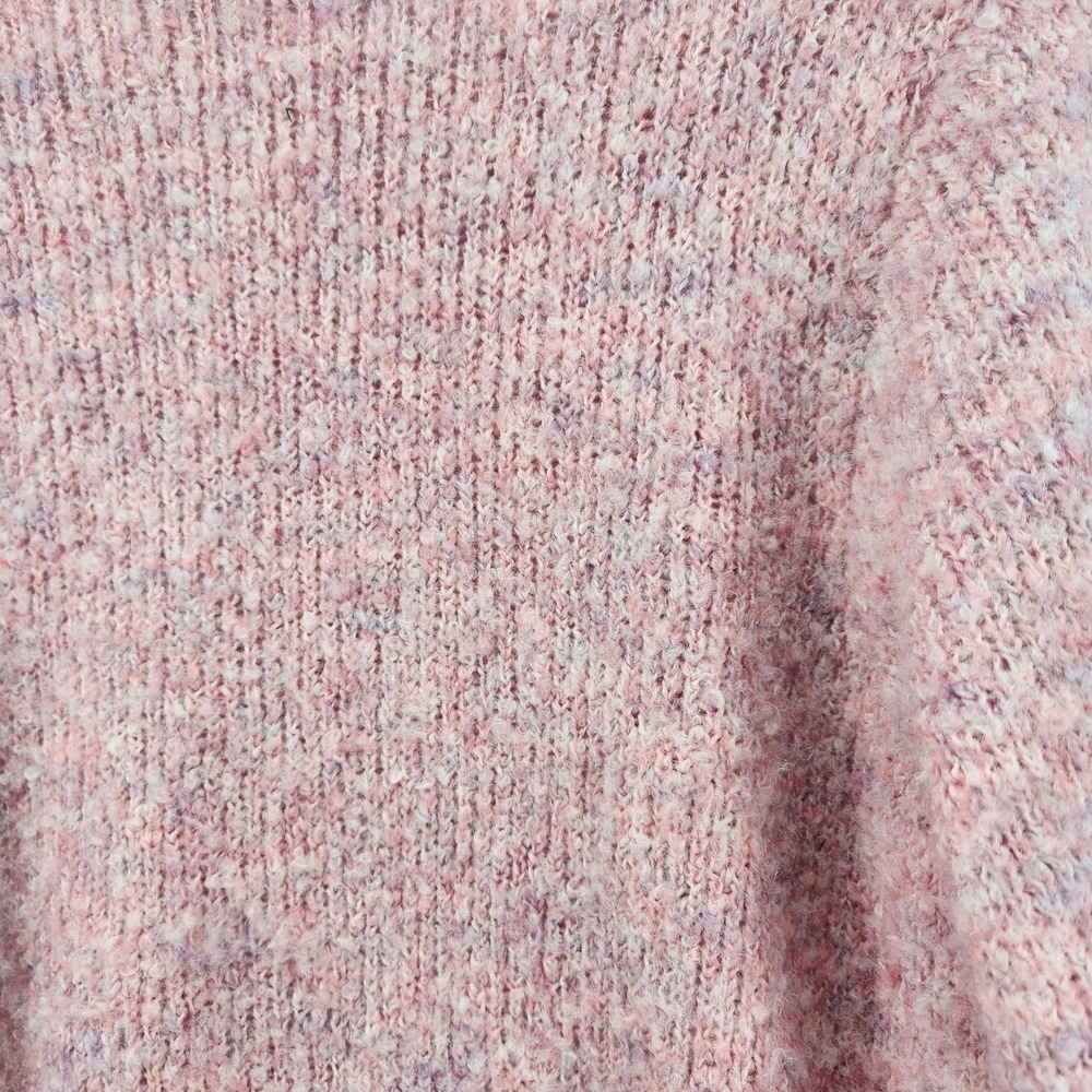 Appleseeds Womens Large Pink Marled Boucle V-Neck Long Sleeve Knit Sweater Pull - Picture 5 of 5